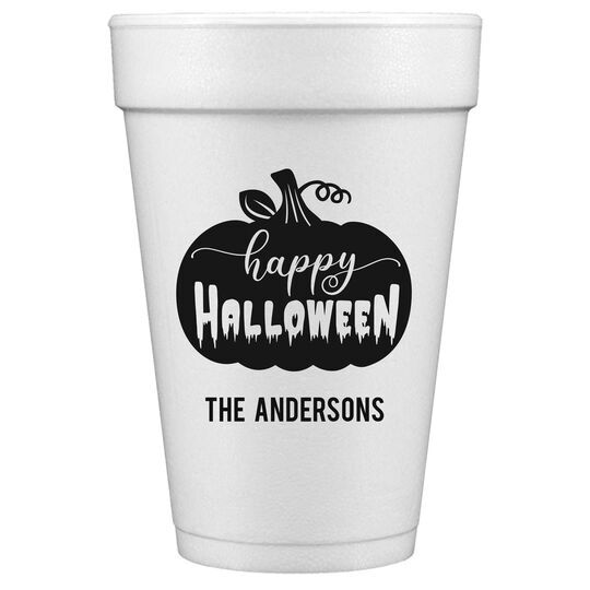 Happy Halloween Pumpkin Styrofoam Cups